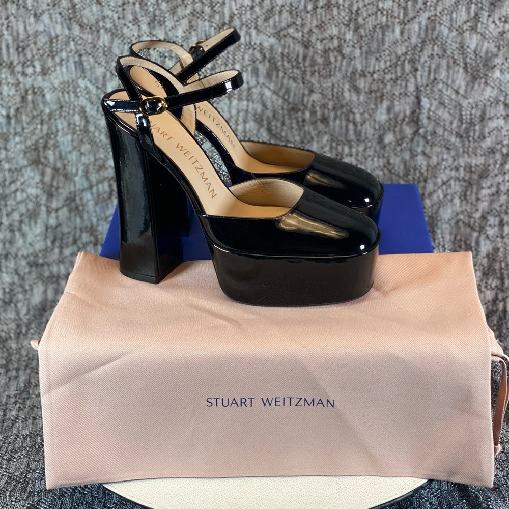 Stuart Weitzman Sky high 145 Platform Pump Heel Black Patent - Picture 4 of 10